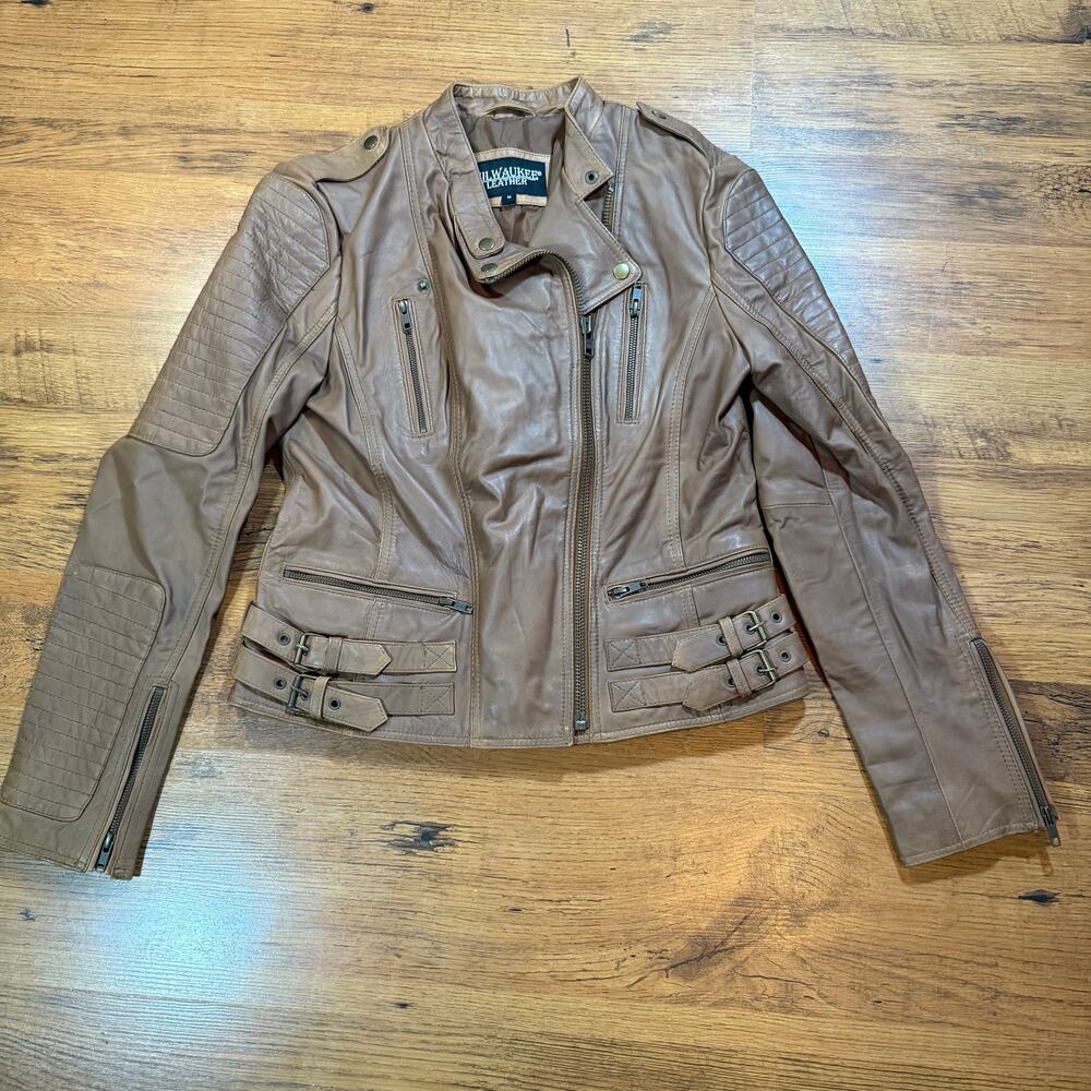 Milwaukee Leather Tan Biker Jacket - Women's Medium